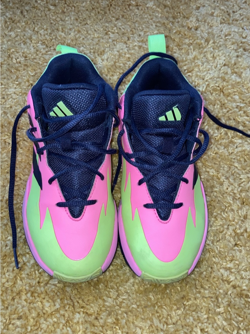 adidas Kids Sneakers in Pink, Neon Green and Black Accents